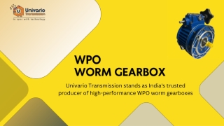 Univario Transmission: India's Premier Manufacturer of High-Performance WPO Worm