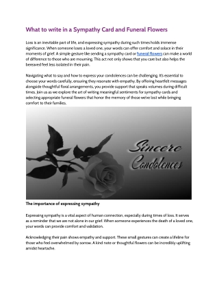 What to write in a Sympathy Card and Funeral Flowers