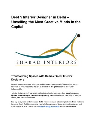 Interior Designers in Delhi_ Transforming Spaces with Expertise