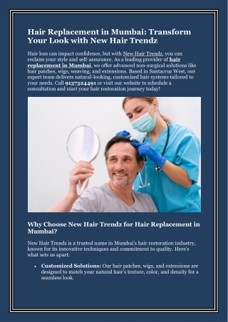 Hair Replacement in Mumbai