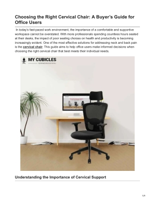 Choosing the Right Cervical Chair A Buyers Guide for Office Users