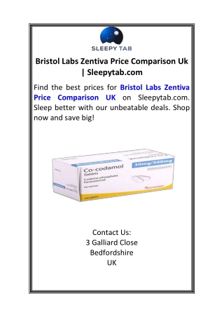Bristol Labs Zentiva Price Comparison Uk  Sleepytab.com