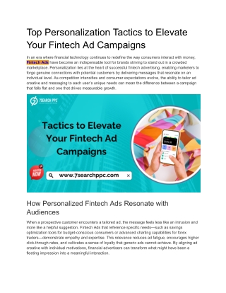 Top Personalization Tactics to Elevate Your Fintech Ad Campaigns