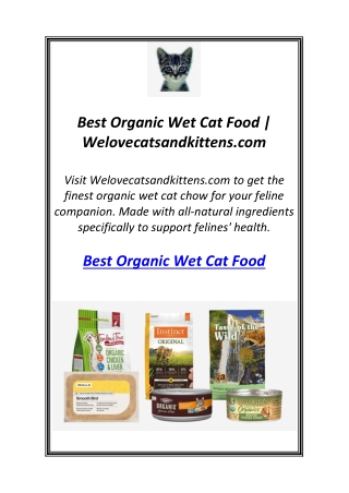 Best Organic Wet Cat Food | Welovecatsandkittens.com