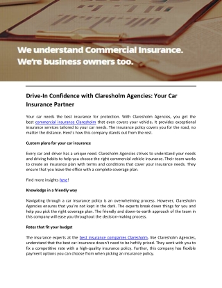 Drive In Confidence with Claresholm Agencies Your Car Insurance Partner