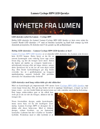 Lumen Cyclops HP9 LED fjernlys