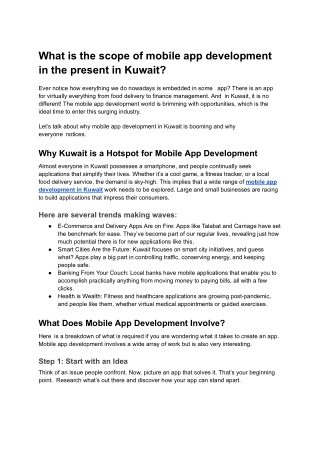 What is the scope of mobile app development in the present in Kuwait_
