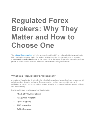 Regulated Forex Brokers