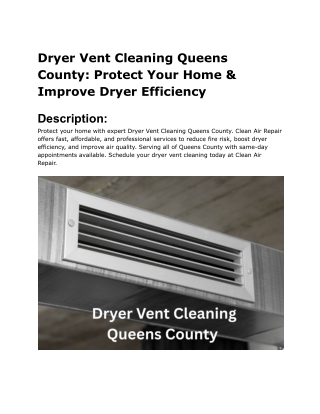 Dryer Vent Cleaning Queens County (1)