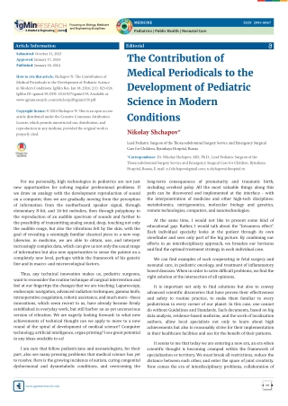 The Contribution of Medical Periodicals to the Development of Pediatric Science