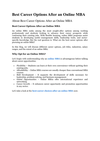 Best Career Options After an Online MBA 01