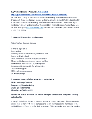 Top 10 sites to Buy Verified binance Accounts in this week