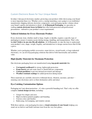 Custom Electronic Boxes for Your Unique Needs