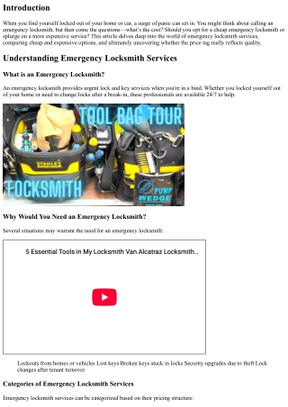 Cheap vs. Expensive Emergency Locksmith Services: Is It Worth It?