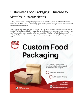 Customized Food Packaging