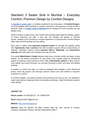 3-Seater Sofa – Comfortable Seating with Timeless Style