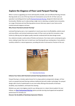 Explore the Elegance of Floor Land Parquet Flooring