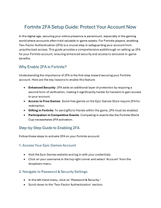 Fortnite Two-Factor Authentication