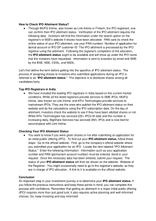 How to Check IPO Allotment Status