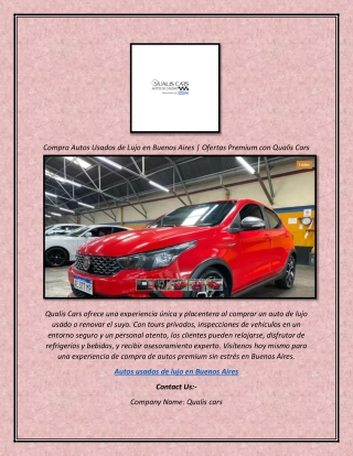 Compra Autos Usados ​​de Lujo en Buenos Aires  Ofertas Premium con Qualis Cars