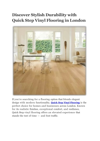 Quick Step Vinyl Flooring London