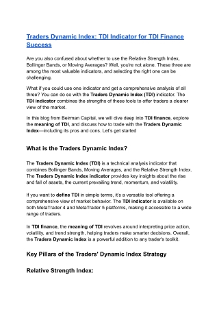 Traders Dynamic Index