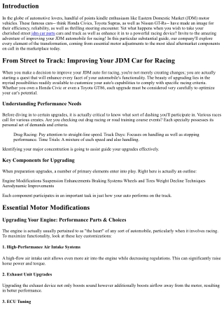 From Street to Path: Updating Your JDM Lorry for Competing