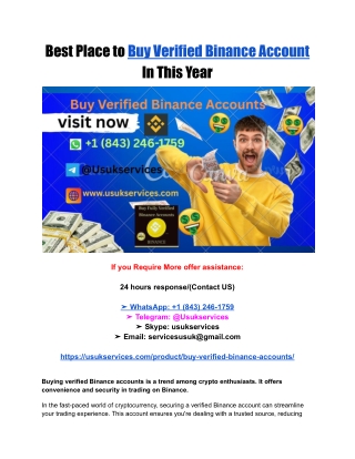 Best Place to Buy Verified Binance Account In This Year