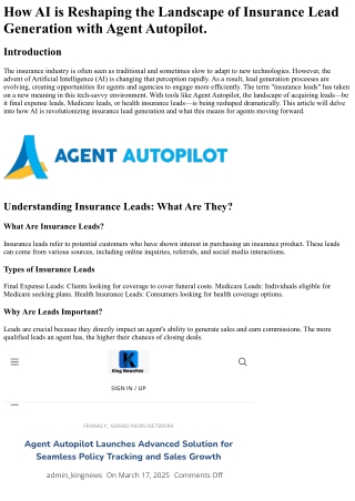 How AI is Reshaping the Landscape of Insurance Lead Generation with Agent Autopi