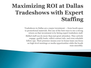 Boost Your Event Success with Expert Tradeshow Staffing Dallas by Brand Ambassad