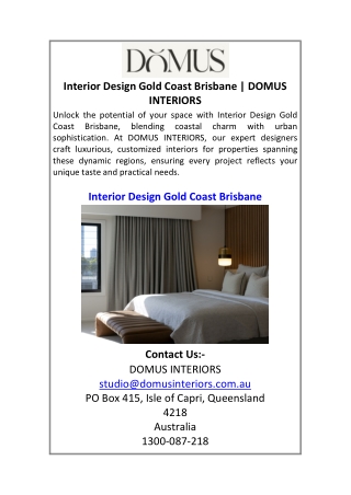 Interior Design Gold Coast Brisbane  DOMUS INTERIORS