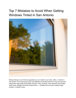 Top 7 Mistakes to Avoid When Getting Windows Tinted in San Antonio