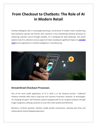 From Checkout to Chatbots The Role of AI in Modern Retail