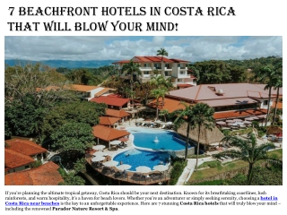 7 Beachfront Hotels in Costa Rica That Will Blow Your Mind!