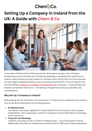 Setting Up a Company in Ireland from the UK A Guide with Chern & Co