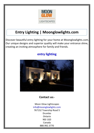 Entry Lighting Moonglowlights.com