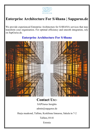 Enterprise Architecture For S/4hana | Sapgurus.de