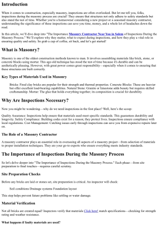 The Importance of Inspections During the Masonary Process