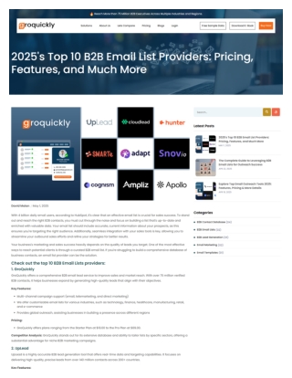 2025's Top 10 B2B Email List Providers Pricing, Features, and Much More