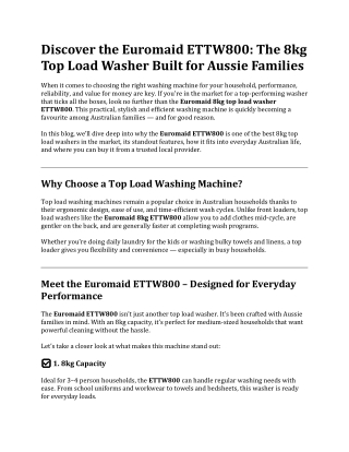 The 8kg Top Load Washer Built for Aussie Families