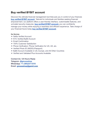 Where can I safely Buy verified BYBIT account_