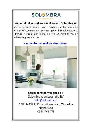 ramen donker maken slaapkamer Solombra.nl