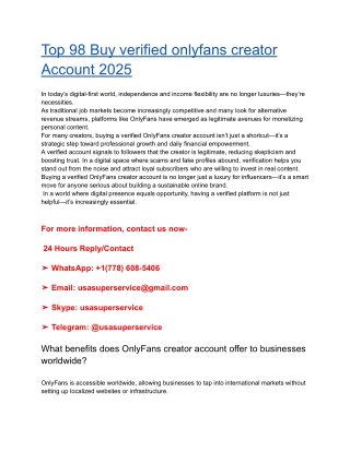 Top 98 Buy verified onlyfans creator Account 2025