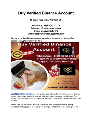 Top 112 Sites To Buy, Verified Binance Account BTC