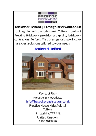 Brickwork Telford Prestige-brickwork.co.uk