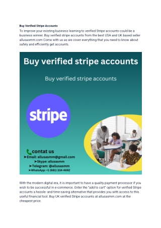 Buy verified Stripe Accounts-100% High Quality Services