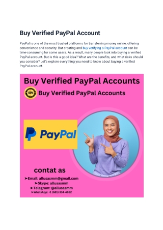 What is a step-by-step guide to buying verified PayPal In This Year