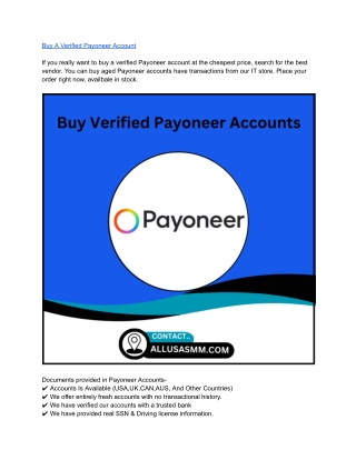 Top 17 Sites To Buy Verified Payoneer Account