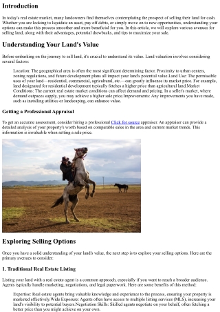 Sell Land for Cash: Exploring Your Options