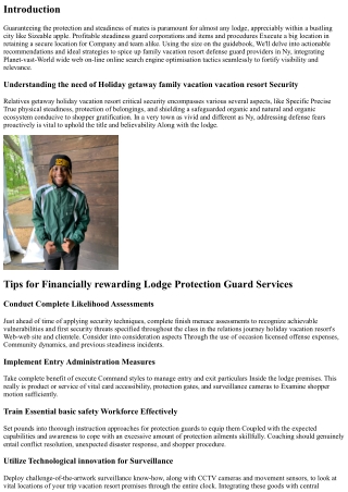 Making certain Guest Safety: Tricks for Efficient Lodge Security Guard Solutions
